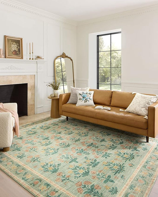 Rifle Paper Co. x Loloi Eden Collection EDE-01 Mughal Rose Moss 2'-3" x 3'-9" Accent Rug