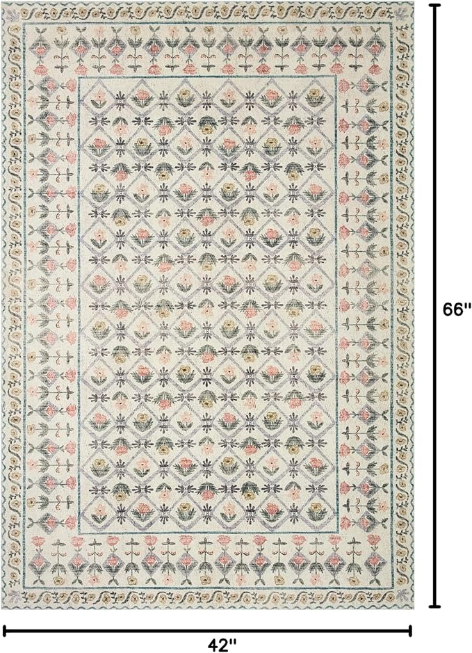 Rifle Paper Co. x Loloi Eden Collection EDE-03 Lattice Ivory 3'-6" x 5'-6" Accent Rug