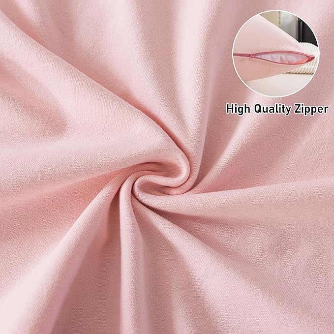 WhatsBedding Memory Foam Body Pillow for Adults, Long Body Pillow for Sleeping, Full Body Pillow for Bed (Removable Cotton Jersey Knitted Cover) - Pink