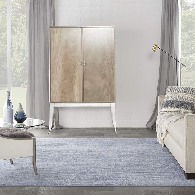 Nourison Essentials 108x108 Square Contemporary Fabric Area Rug in Blue/Gray