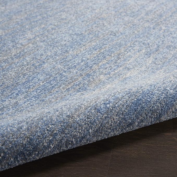 Nourison Essentials Indoor/Outdoor Blue/Grey 6' x Round Area Rug, Easy Cleaning, Non Shedding, Bed Room, Living Room, Dining Room, Backyard, Deck, Patio (6 Round)
