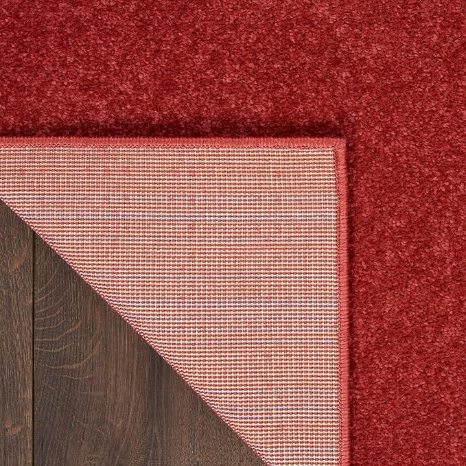 Nourison Essentials 120x168 Rectangle Contemporary Fabric Area Rug in Brick Red