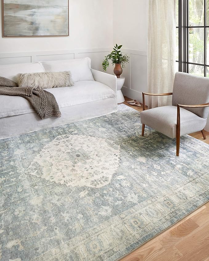 Loloi II Rosette Denim/Fog 2'-6" x 9'-9" Runner Rug