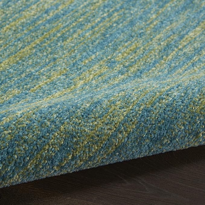Nourison Essentials Indoor/Outdoor Blue Green 2'2" x 10' Area Rug, Easy Cleaning, Non Shedding, Bed Room, Living Room, Dining Room, Backyard, Deck, Patio (2x10)