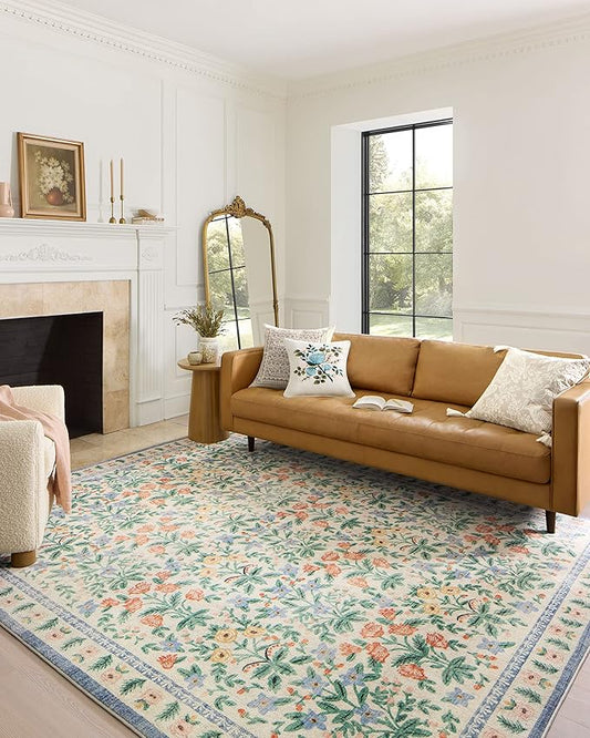 Rifle Paper Co. x Loloi Eden Collection EDE-02 Mughal Garden Cream 5'-0" x 7'-6" Area Rug