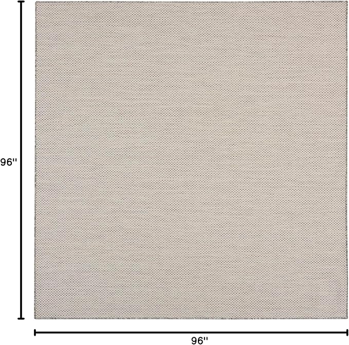 Nourison Courtyard 8' x Square Ivory Silver Fabric Modern Area Rug (8' Square)