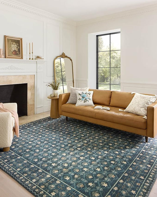 Rifle Paper Co. x Loloi Eden Collection EDE-03 Lattice Indigo 8'-6" x 11'-6" Area Rug