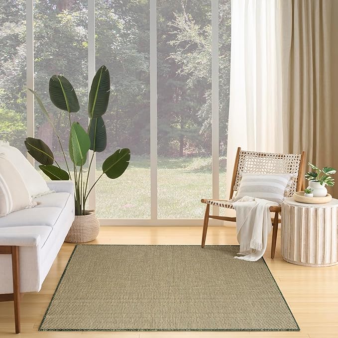 Nourison Courtyard Green 6' x 9' Area Rug - Easy Clean, Non Shedding, Bed Room, Living Room, Dining Room, Kitchen (6' x 9')