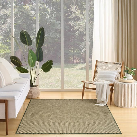 Nourison Courtyard Green 5' x 7' Area Rug - Easy Clean, Non Shedding, Bed Room, Living Room, Dining Room, Kitchen (5' x 7')