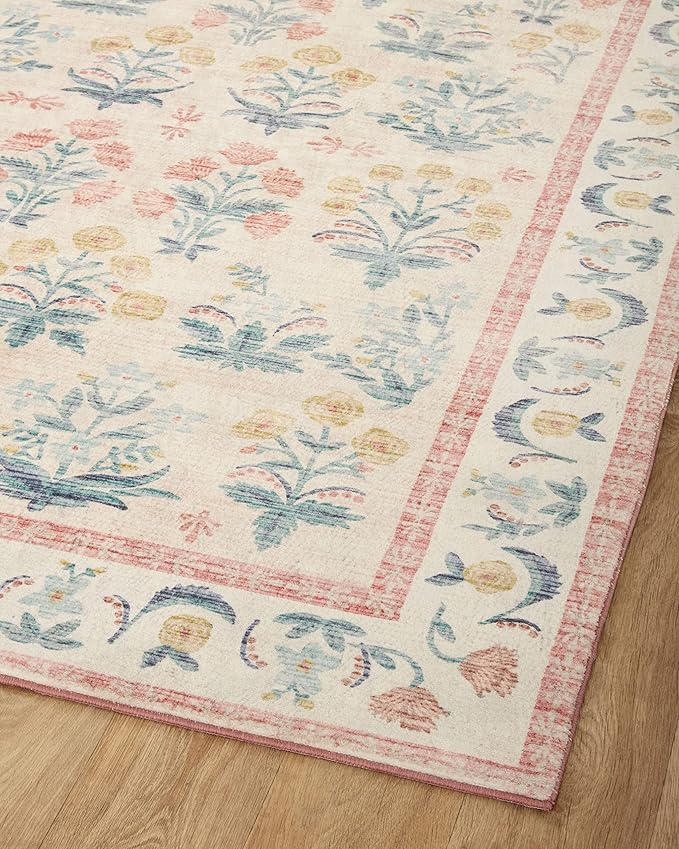 Rifle Paper Co. x Loloi Eden Collection EDE-01 Mughal Rose Blush 2'-6" x 11'-6" Runner Rug