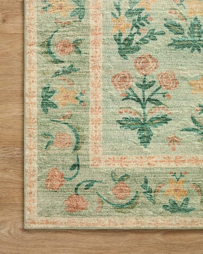 Rifle Paper Co. x Loloi Eden Collection EDE-01 Mughal Rose Moss 5'-0" x 7'-6" Area Rug