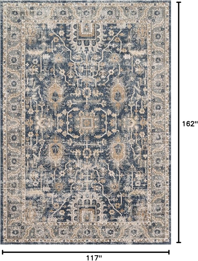 Loloi Teagan Collection 9'-9" x 13'-6" Area Rug in Denim/Pebble - Large, Soft Neutral Rug, High-Traffic for Living Room, Bedroom, Home Office, Dining Area