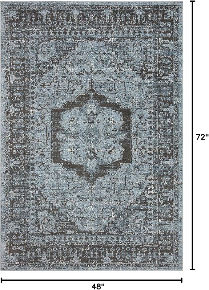Loloi II Odette Collection ODT-08 Sky/Charcoal 4'-0" x 6'-0" Accent Rug