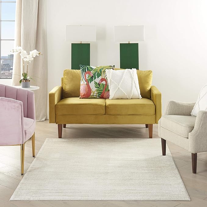 Nourison Essentials Indoor/Outdoor Ivory Beige 6' x 9' Area Rug, Easy Cleaning, Non Shedding, Bed Room, Living Room, Dining Room, Backyard, Deck, Patio (6x9)