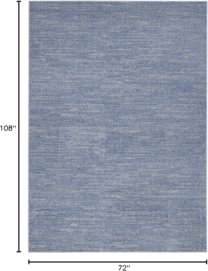 Nourison Essentials Indoor/Outdoor Blue/Grey 6' x 9' Area Rug, Easy Cleaning, Non Shedding, Bed Room, Living Room, Dining Room, Backyard, Deck, Patio (6x9)