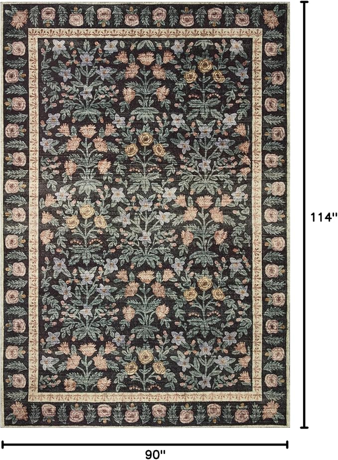Rifle Paper Co. x Loloi Eden Collection EDE-02 Mughal Garden Black 7'-6" x 9'-6" Area Rug