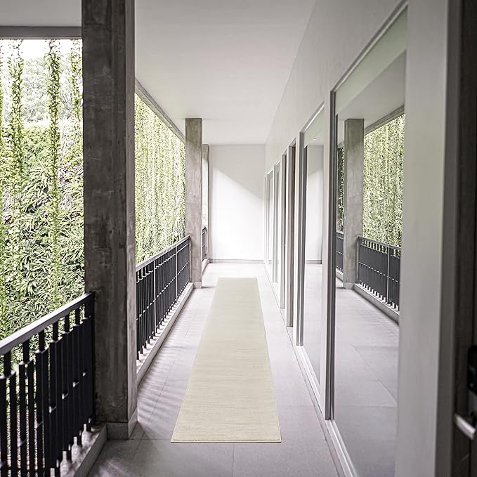 Nourison Essentials Indoor/Outdoor Ivory Beige 2'2" x 14 Area Rug, Easy Cleaning, Non Shedding, Bed Room, Living Room, Dining Room, Backyard, Deck, Patio (2x14)