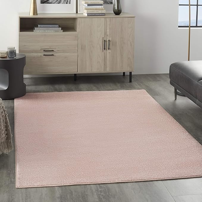 Nourison Essentials Indoor/Outdoor Pink 4' x 6' Area Rug, Easy Cleaning, Non Shedding, Bed Room, Living Room, Dining Room, Backyard, Deck, Patio (4x6)
