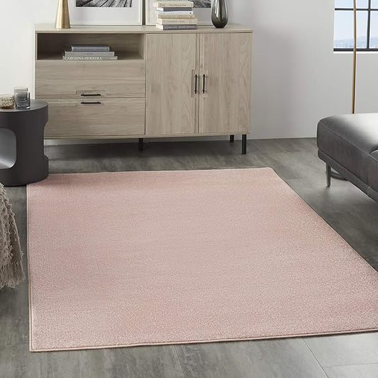 Nourison Essentials Indoor/Outdoor Pink 4' x 6' Area Rug, Easy Cleaning, Non Shedding, Bed Room, Living Room, Dining Room, Backyard, Deck, Patio (4x6)
