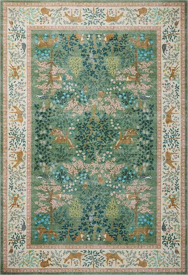 Loloi Rifle Paper Co. Canopy Collection CNP-02 Sage/Blush 3'-9" x 3'-9" Round Accent Rug