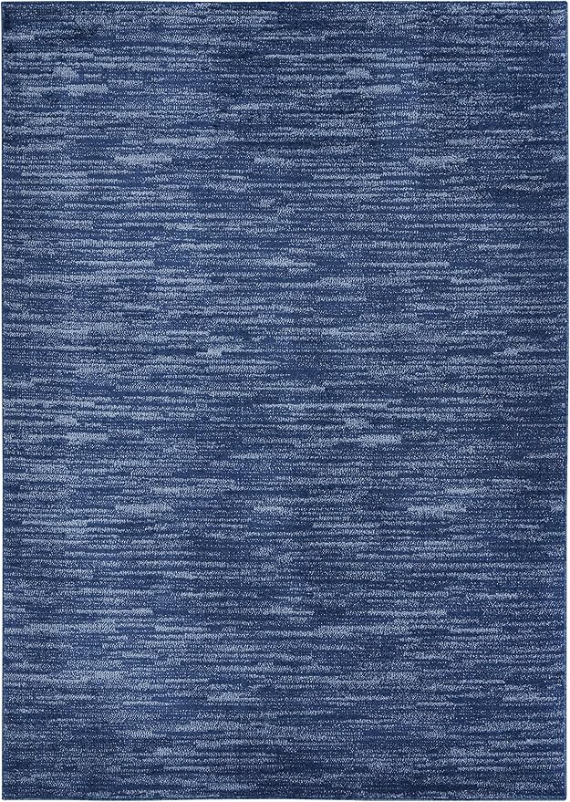 Nourison Essentials Indoor/Outdoor Navy Blue 5' x 8' Area Rug, Easy Cleaning, Non Shedding, Bed Room, Living Room, Dining Room, Backyard, Deck, Patio (5x8)