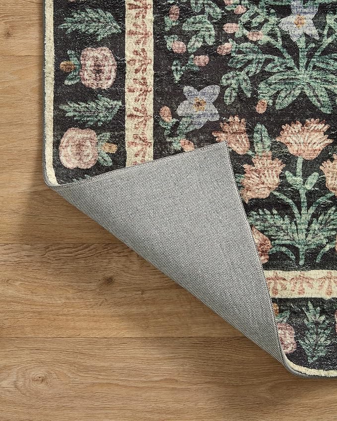 Rifle Paper Co. x Loloi Eden Collection EDE-02 Mughal Garden Black 2'-6" x 11'-6" Runner Rug