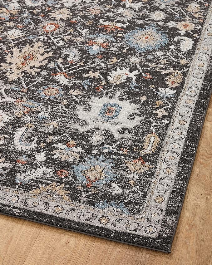 Loloi II Odette Collection ODT-04 Charcoal/Multi 4'-0" x 6'-0" Accent Rug