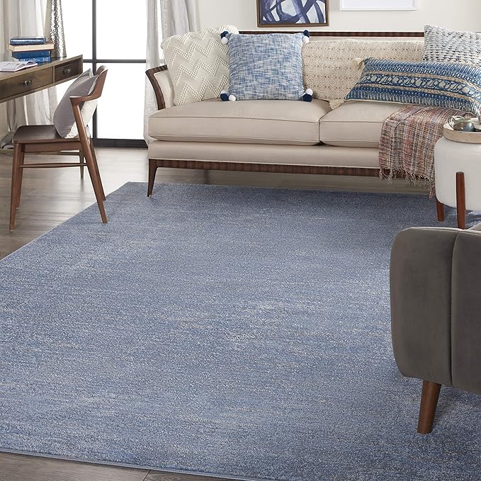 Nourison Essentials Indoor/Outdoor Blue/Grey 10' x 14' Area Rug, Easy Cleaning, Non Shedding, Bed Room, Living Room, Dining Room, Backyard, Deck, Patio (10x14)