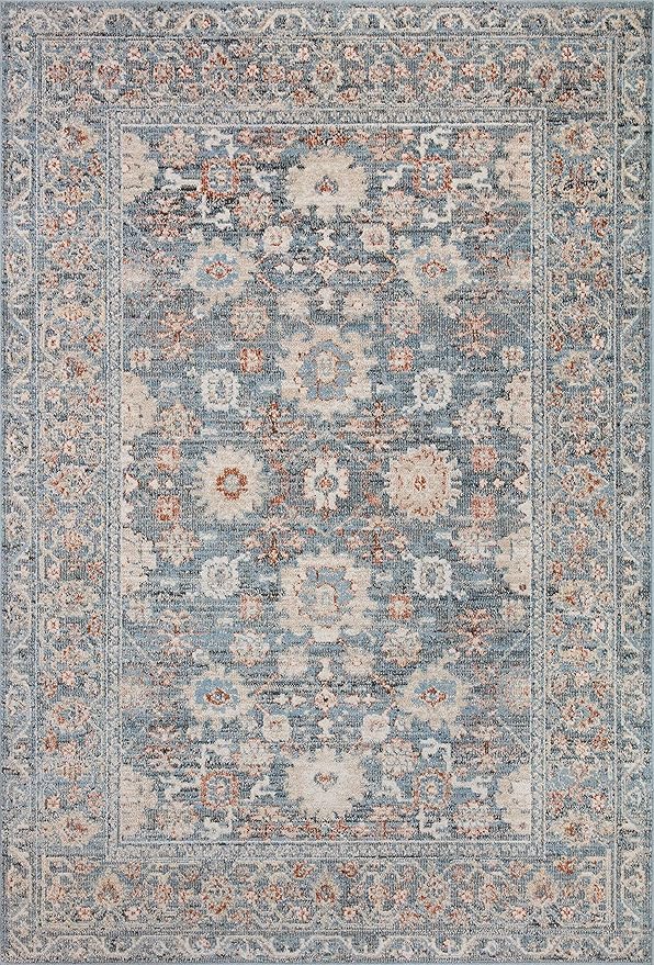 Loloi II Odette Collection ODT-07 Sky/Rust 9'-2" x 9'-2" Round Area Rug