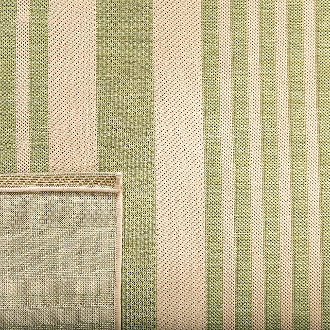 SAFAVIEH Courtyard Collection 8' x 10' Beige/Sweet Pea CY6062 Stripe Indoor/ Outdoor Patio Backyard Mudroom Area Rug