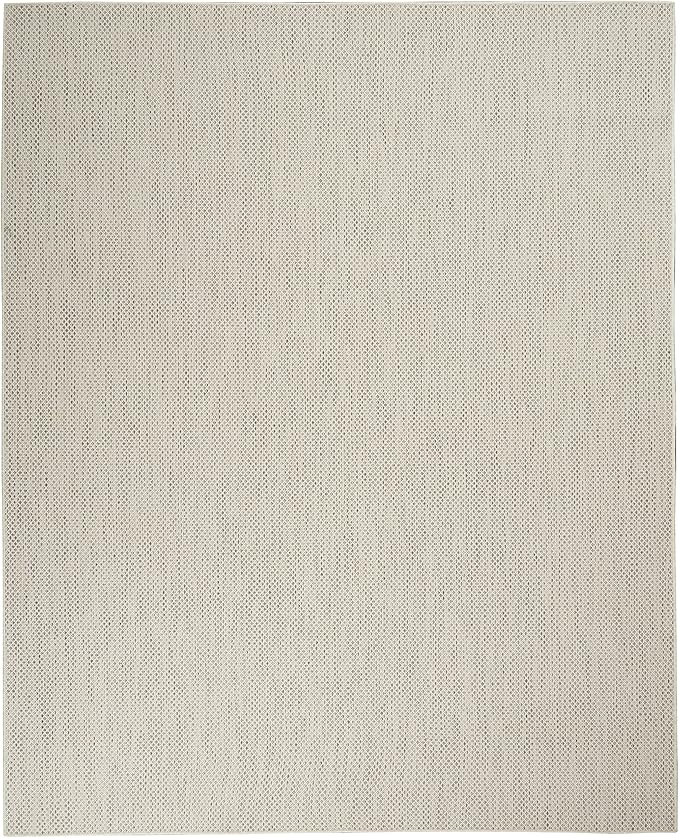Nourison Courtyard Indoor/Outdoor Ivory Silver 12' x 15' Area Rug, Easy Cleaning, Non Shedding, Bed Room, Living Room, Dining Room, Backyard, Deck, Patio (12x15)