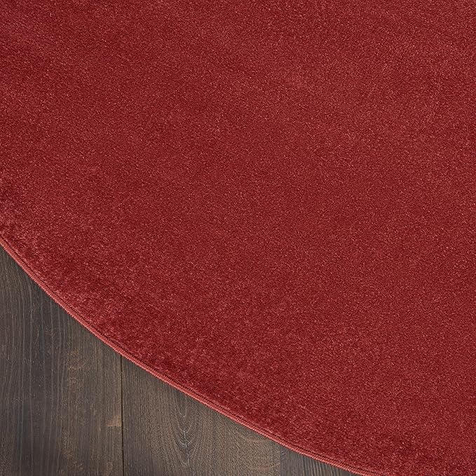Nourison Essentials Indoor/Outdoor Brick Red 4' x Round Area Rug, Easy Cleaning, Non Shedding, Bed Room, Living Room, Dining Room, Backyard, Deck, Patio (4 Round)