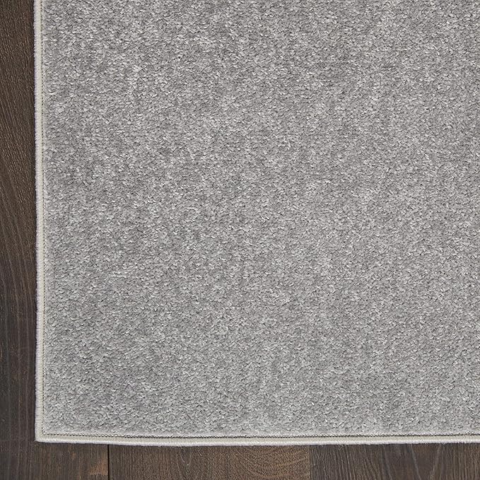 Nourison Essentials Indoor/Outdoor Silver Grey 10' x 14' Area Rug, Easy Cleaning, Non Shedding, Bed Room, Living Room, Dining Room, Backyard, Deck, Patio (10x14)