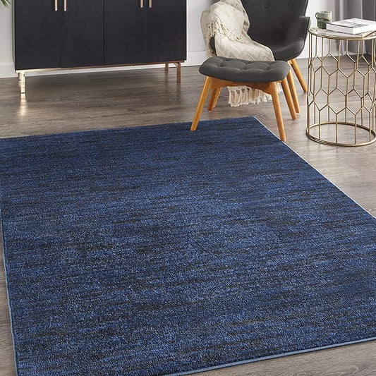 Nourison Essentials Indoor/Outdoor Midnight Blue 6' x 9' Area Rug, Easy Cleaning, Non Shedding, Bed Room, Living Room, Dining Room, Backyard, Deck, Patio (6x9)