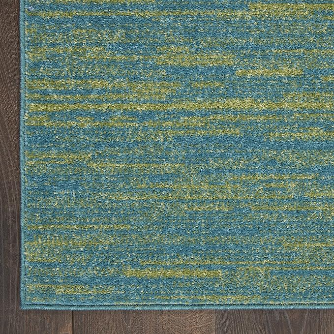 Nourison Essentials Indoor/Outdoor Blue Green 3' x 5' Area Rug, Easy Cleaning, Non Shedding, Bed Room, Living Room, Dining Room, Backyard, Deck, Patio (3x5)