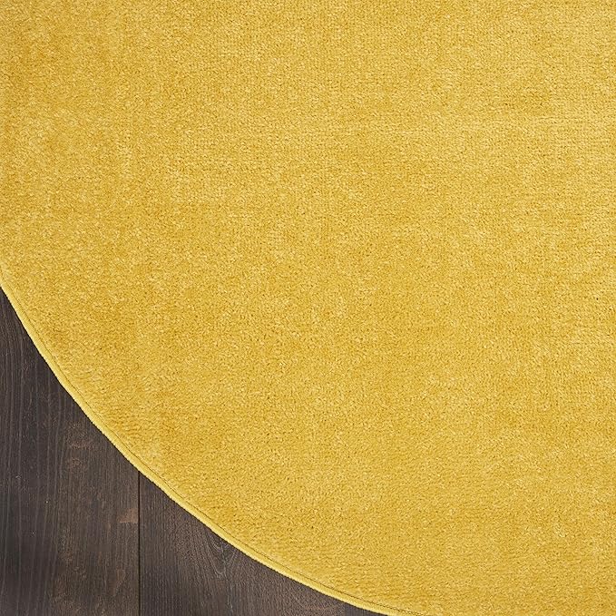 Nourison Essentials Indoor/Outdoor Yellow 6' x Round Area Rug, Easy Cleaning, Non Shedding, Bed Room, Living Room, Dining Room, Backyard, Deck, Patio (6 Round)