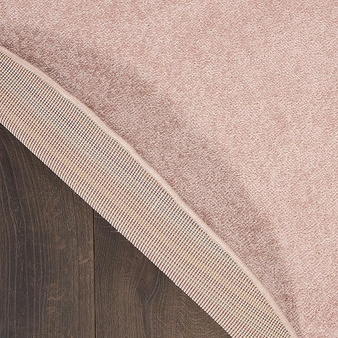 Nourison Essentials Indoor/Outdoor Pink 4' x Round Area Rug, Easy Cleaning, Non Shedding, Bed Room, Living Room, Dining Room, Backyard, Deck, Patio (4 Round)