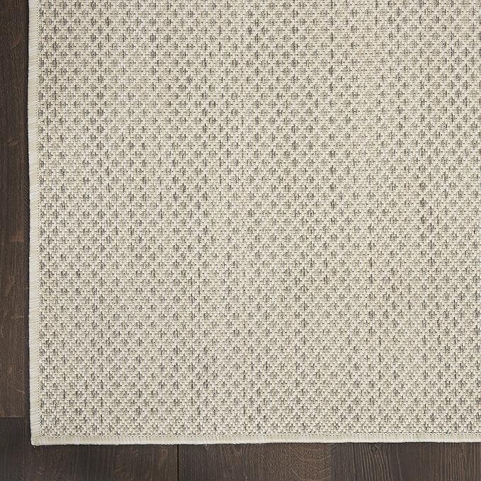 Nourison Courtyard Indoor/Outdoor Ivory Silver 12' x 15' Area Rug, Easy Cleaning, Non Shedding, Bed Room, Living Room, Dining Room, Backyard, Deck, Patio (12x15)