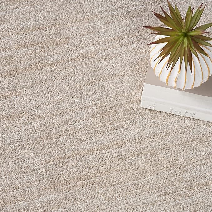 Nourison Essentials Indoor/Outdoor Ivory Beige 6' x 9' Oval Area Rug, Easy Cleaning, Non Shedding, Bed Room, Living Room, Dining Room, Backyard, Deck, Patio (6x9 Oval)