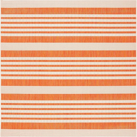 SAFAVIEH Courtyard Collection 4' Square Terracotta/Beige CY6062 Stripe Indoor/ Outside Waterproof Easy cleansingPatio Backyard Mudroom Accent Mat