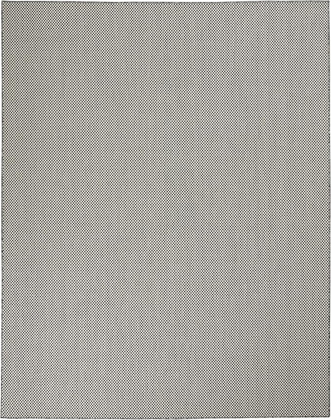 Nourison Courtyard 96" x 120" Fabric Indoor/Outdoor Rug in Ivory Charcoal