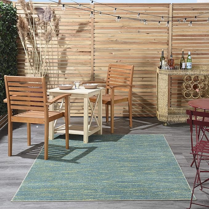 Nourison Essentials Solid Contemporary Blue Green 4' X 6' Area Rug , 4' X 6'