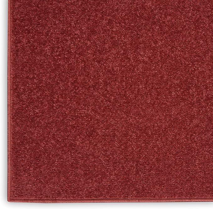 Nourison Essentials Indoor/Outdoor Brick Red 5' x Square Area Rug, Easy Cleaning, Non Shedding, Bed Room, Living Room, Dining Room, Backyard, Deck, Patio (5 Square)