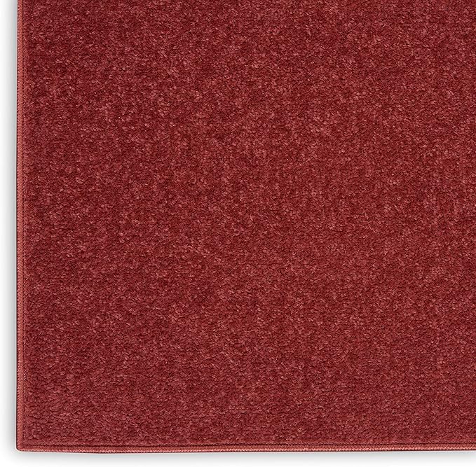 Nourison Essentials Indoor/Outdoor Brick Red 9' x 12' Area Rug, Easy Cleaning, Non Shedding, Bed Room, Living Room, Dining Room, Backyard, Deck, Patio (9x12)