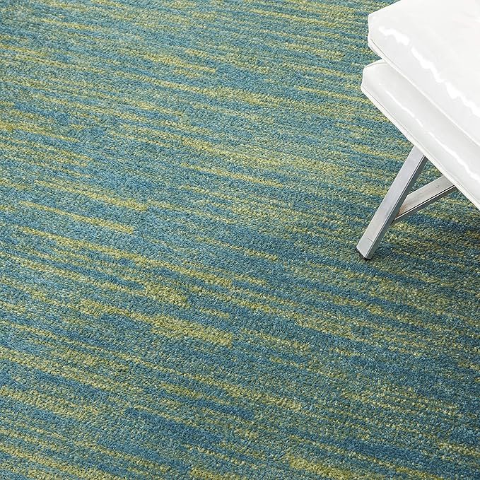 Nourison Essentials Solid Contemporary Blue Green 4' X 6' Area Rug , 4' X 6'