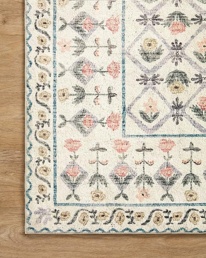 Rifle Paper Co. x Loloi Eden Collection EDE-03 Lattice Ivory 2'-6" x 11'-6" Runner Rug