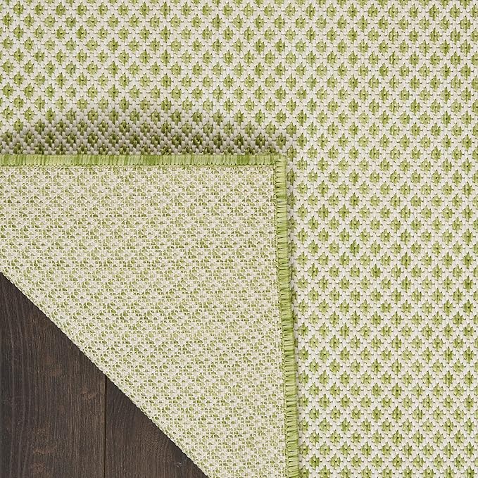 Nourison Courtyard Indoor/Outdoor Ivory Green 7' x 10' Area Rug, Geometric, Easy Cleaning, Non Shedding, Bed Room, Living Room, Dining Room, Deck, Patio, Backyard (7x10)