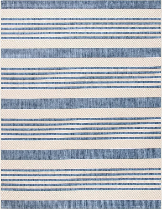SAFAVIEH Courtyard Collection Area Rug - 9' x 12', Beige & Blue, Non-Shedding & Easy Care, Indoor/Outdoor & Washable-Ideal for Patio, Backyard, Mudroom (CY6062-233)