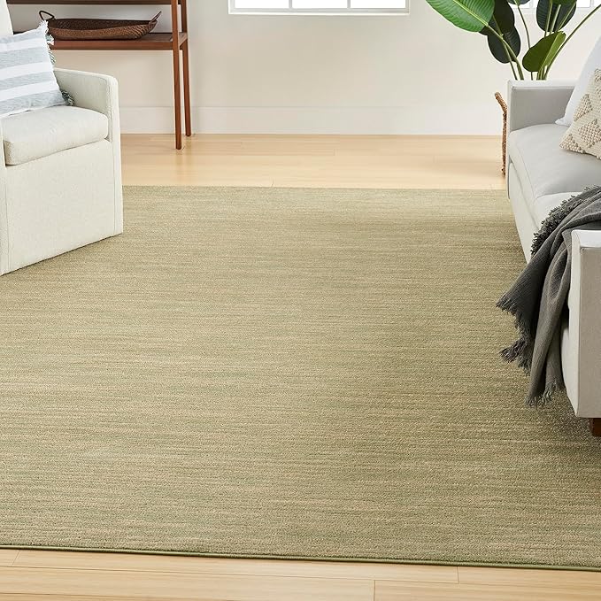 Nourison Essentials Indoor/Outdoor Green Gold 7' x 10' Area Rug, Easy Cleaning, Non Shedding, Bed Room, Living Room, Dining Room, Backyard, Deck, Patio (7x10)
