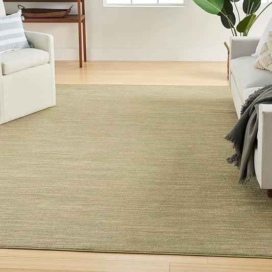 Nourison Essentials Indoor/Outdoor Green Gold 7' x 10' Area Rug, Easy Cleaning, Non Shedding, Bed Room, Living Room, Dining Room, Backyard, Deck, Patio (7x10)